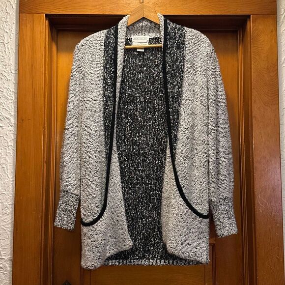 Vintage Sideffects Boucle Black White Sweater Cardigan Women’s US Small - Picture 1 of 7
